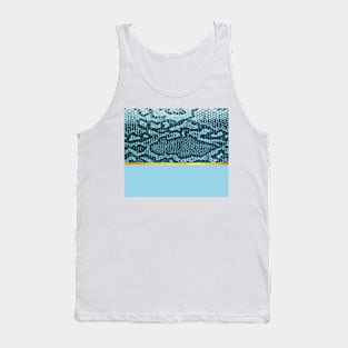 Coloured snake print on blue, golden lining Tank Top